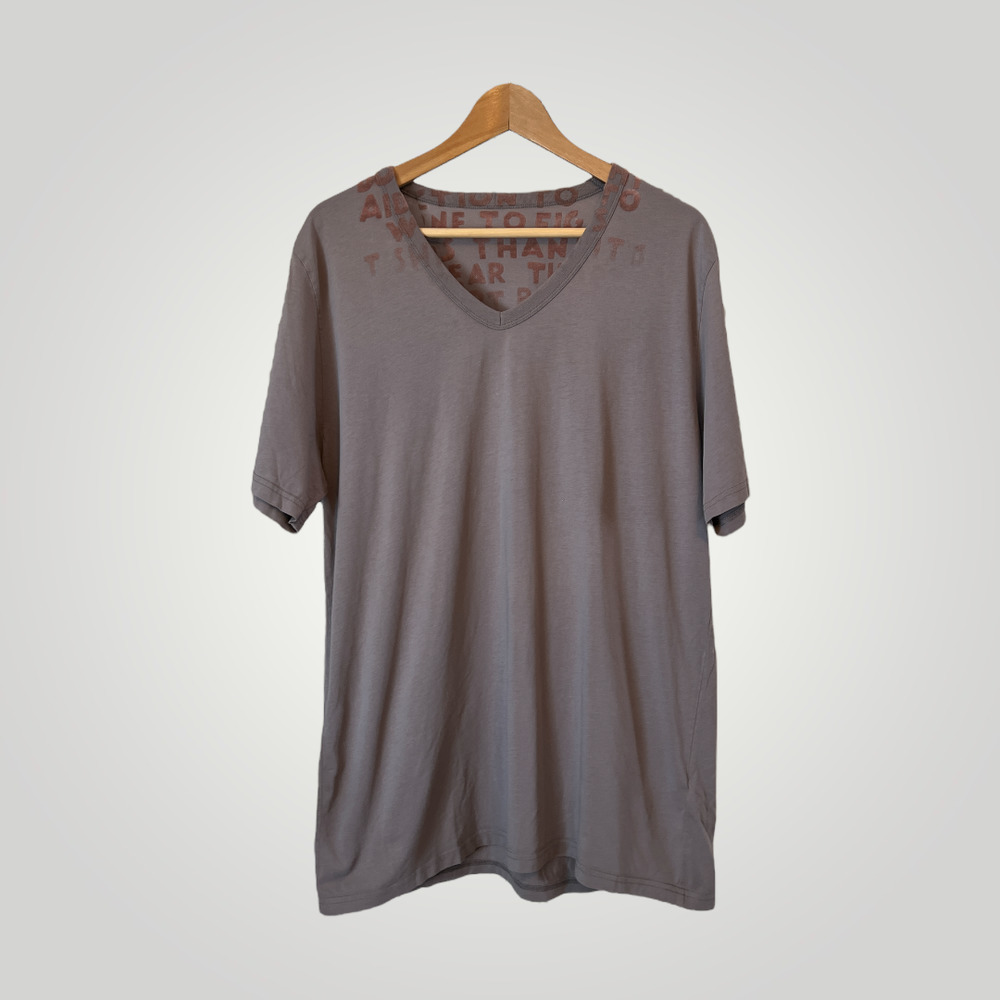 Maison Martin Margiela Grey Cotton V-Neck T-Shirt XL